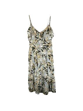 Witchery Midi Dress Ruffle Floral Sleeveless Gray Black Size 10